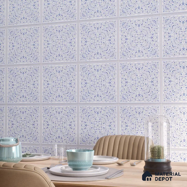 Moroccans Wall & Floor Tile TL 07247 B Azure Lace 1 ft x 1 ft Ceramic Matte Finish - 9 mm | 2 mm Spacer is Mandatory | Suitable For Bathroom, Kitchen, Dining Area | Please Expect a Slight Variation of Pattern